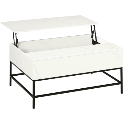 HOMCOM Lift Top Coffee Table with Hidden Storage Compartment Lift Tabletop Center Table for Living Room, White