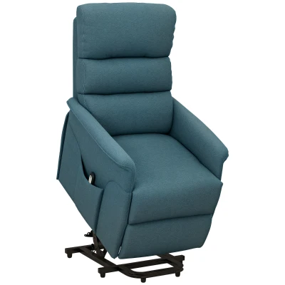 HOMCOM Lift Chair for Elderly, Power Chair Recliner with Remote Control, Side Pockets for Living Room, Blue