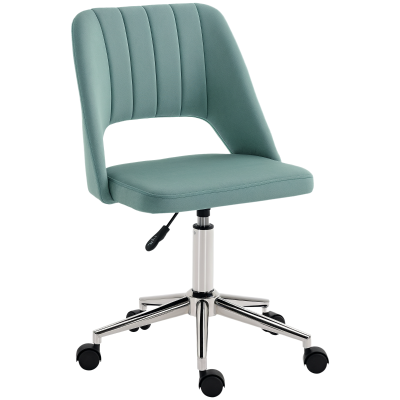 Vinsetto Mid Back Office Chair Velvet Fabric Swivel Scallop Shape Computer Desk Chair, Green