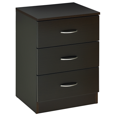 HOMCOM Bedside Table, Modern Night Stand with 3 Drawers and Metal Rail for Bedroom, Dark Brown