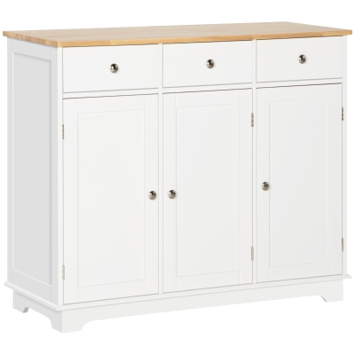 HOMCOM Modern Sideboard, Buffet Cabinet with Storage Cabinets, Drawers and Adjustable Shelves for Living Room, White