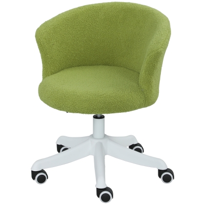 Vinsetto Armless Office Chair, Fluffy Computer Desk Chair with Adjustable Height, Swivel Wheels, Mid Back, Light Green
