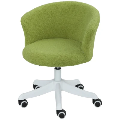 Vinsetto Armless Office Chair, Fluffy Computer Desk Chair with Adjustable Height, Swivel Wheels, Mid Back, Light Green