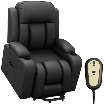 HOMCOM Electric Lift Chair for Elderly, Power Recliner with Footrest, Remote Control, Cup Holders for Living Room, Grey
