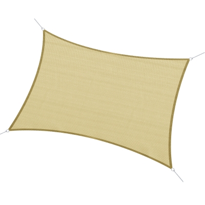 Outsunny Rectangle 10' x 13' Canopy Sun Sail Shade Garden Cover UV Protector Outdoor Patio Lawn Shelter with Carrying Bag (Sand)
