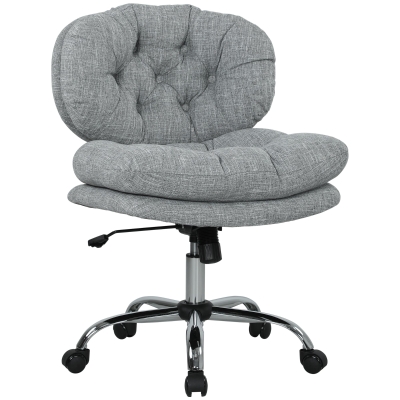 HOMCOM Computer Desk Chair, Armless Office Chair with Wide Padded Seat and Adjustable Height, Tilt Function, Grey