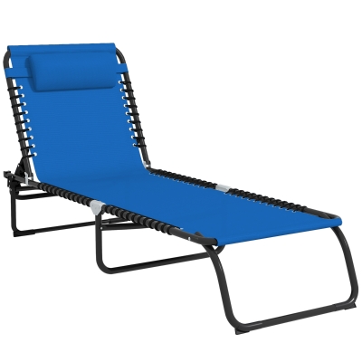 Outsunny Foldable Chaise Lounge, 4-Position, Navy Blue