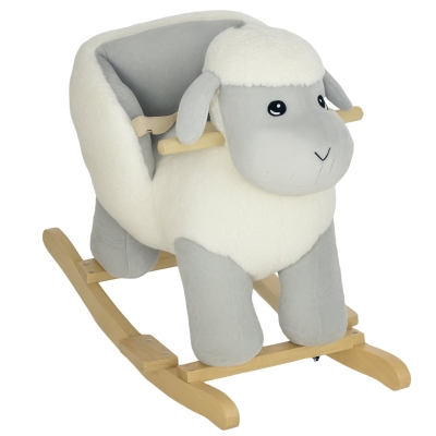 Qaba Baby Rocking Horse Lamb with Sounds & Seat Belt, Gray