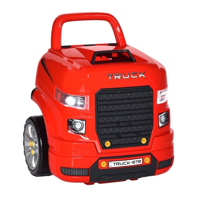 Qaba Kids Truck Engine Toy Set, Car Service Play Set, Red