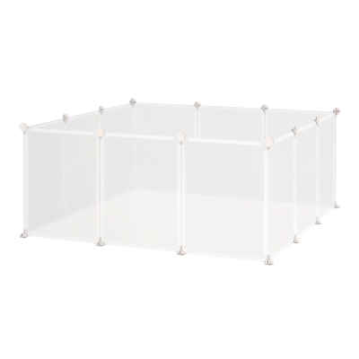PawHut 12-Panel Pet Playpen, Portable Plastic Fence, White