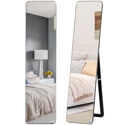 HOMCOM Full Length Mirror for Bedroom, Free Standing Dressing Mirror, Wall Mirror with Wood Frame, 15" x 61", Black