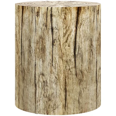 HOMCOM 17" Tall Tree Stump End Table, Concrete Sofa Side Table for Indoor and Outdoor Use, Garden Stool, Natural