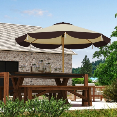 Outsunny 9FT Patio Umbrella Parasol, UPF 50+ Outdoor Market Umbrella with 8 Ribs, Vented Patio Table Umbrella for Deck, Backyard and Lawn, Beige