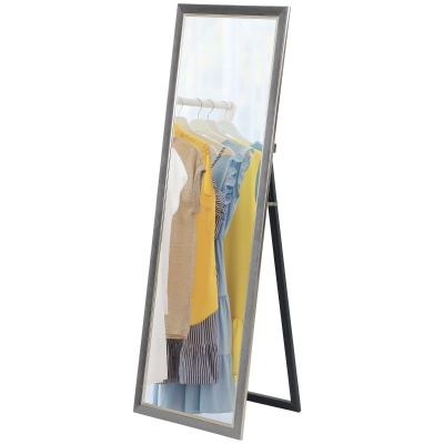 HOMCOM Floor Standing Mirror, Full Body Mirror, Free Standing, Leaning or Wall Mirror with Frame for Bedroom, Grey