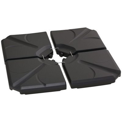 Outsunny 4 Piece Umbrella Base Stand Cantilever Offset Patio Umbrella Weight Plates w/ U Locking, 123 lb Capacity Water or 158 lb Capacity Sand, Black