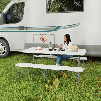 Portable Picnic Table Set 70.9" L x 29.1" W x 29.1" H White