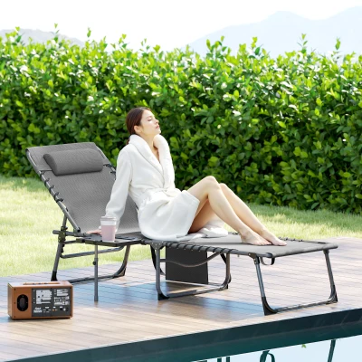 Outdoor Lounge Chair 23.6" W x 74.8" D x 12.2" H Gray
