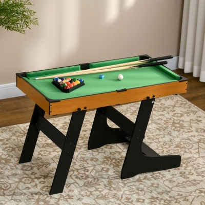 Soozier 38" Mini Pool Table Set Tabletop Billiards Game with Easy Folding for Storage, with Balls, Cues, Chalk, Brush