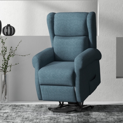 HOMCOM Wingback Lift Chair for Elderly, Power Chair Recliner with Footrest, Remote Control, Side Pockets, Blue