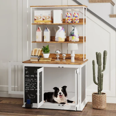 dog crate furniture 38.6" W x 25.6" D x 68.5" H White