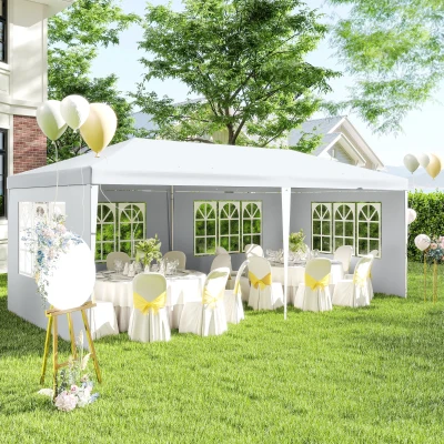 Outsunny 20' x 10' Gazebo Canopy Tent, White with 4 Windows