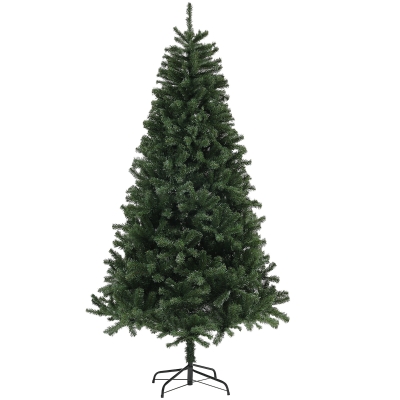 HOMCOM 7.5ft Artificial Christmas Trees with Auto Open and Steel Base, Green