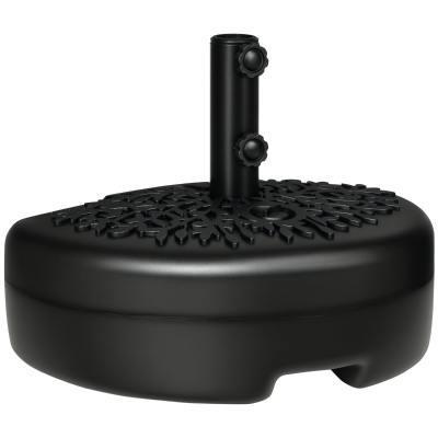 Outsunny Half Round Umbrella Base, Sand or Water Filled Half Patio Umbrella Stand Holder 40lb Water or 46lb Sand, Black
