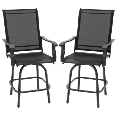 Garden Bar Chair Set 23.5" x 27.25" x 47.75" Black