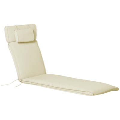 Outsunny Lounger Chair Cushion ONLY with Thick Padded, Headrest, Cream White