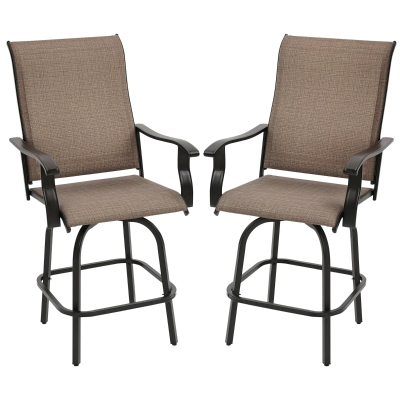 Outsunny Set of 2 Outdoor Swivel Bar Stools, Brown