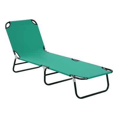 Outsunny Outdoor Folding Lounge Chair, Steel Tanning Chair with Reclining Back, Breathable Mesh for Beach, Yard, Patio, Green