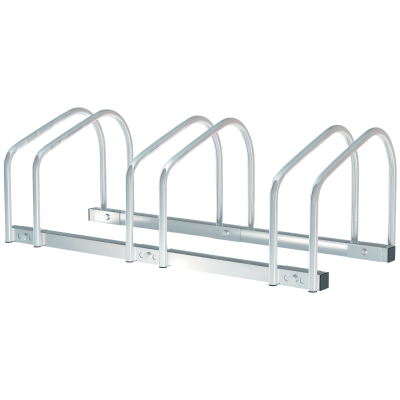 HOMCOM 3-Bike Bicycle Floor Parking Rack Cycling Storage Stand Ground Mount Garage Organizer for Indoor and Outdoor Use Silver