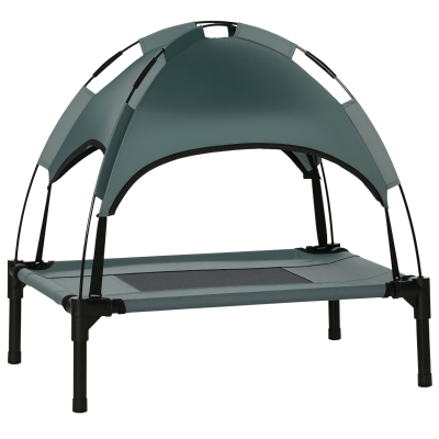 PawHut 24" Elevated Dog Bed with Canopy, Gray