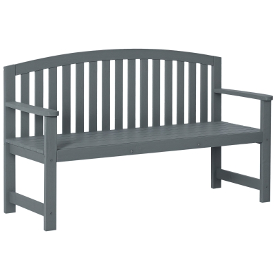 Outsunny 56" Gray Outdoor Wood Bench, 2-Seater with Backrest