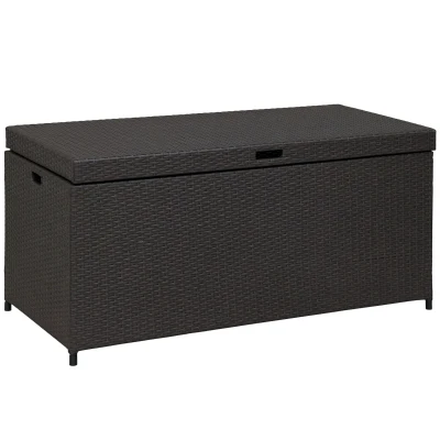 Outsunny Outdoor Storage Box with 118 Gallon Storage, Plastic Top Lid, Handles for Cushions, Pool Essentials, Garden Tools, Grey