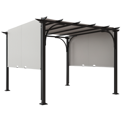 Outsunny 10' x 10' Outdoor Pergola Patio Gazebo Canopy Sun Shelter, Steel Frame, White