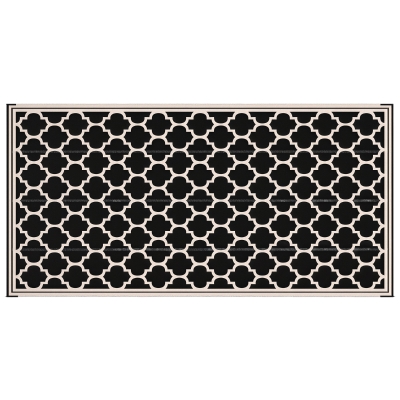Outsunny 9' x 18' Reversible Outdoor Rug, Waterproof Black & Beige
