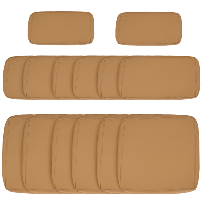 Outsunny Outdoor 14pc Patio Rattan Sofa Set Cushion Polyester Cover Replacement Set - No Cushion Included Beige | Aosom Canada
