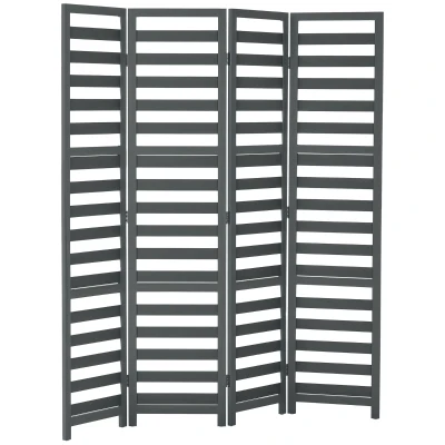 HOMCOM 5.6 Ft. Tall 4-Panel Room Divider, Louvred Pattern Freestanding Folding Privacy Screen Panels, Partition Wall Divider for Indoor Bedroom Office