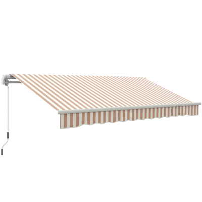 Outsunny 12' x 10' Retractable Awning Patio UV Resistant Fabric and Aluminum Frame for Deck, Balcony, Yard, Beige