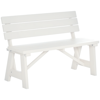 Outsunny Wooden Garden Bench for Outdoor, 2-person Patio Bench, Loveseat Furniture for Lawn, Deck, Yard, Porch and Entryway, White