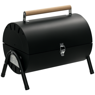 Outsunny Portable Outdoor Charcoal BBQ Grill, Tabletop Folding Barbecue Grill BBQ Heat Smoker with Handle, Black