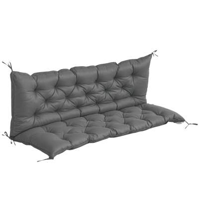 Outsunny Proch Swing Cushion, 59" x 40" x 4" Outdoor Bench Cushion with Backrest, 4" Thick Filling and String Ties, 3 Seater, Dark Grey