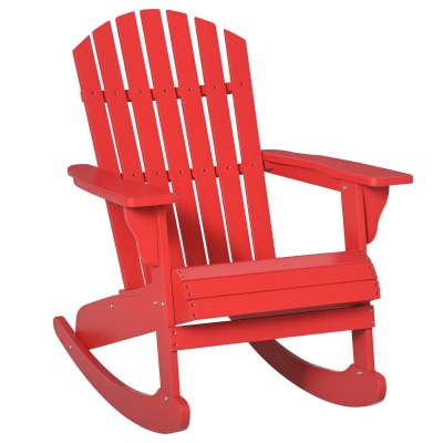 Outsunny Adirondack Rocking Chair, Outdoor Lounge, Red
