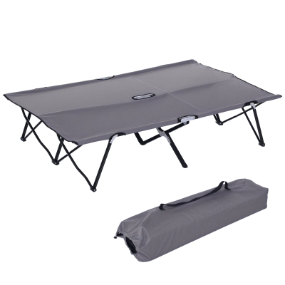 Outsunny 2-Person Folding Camping Cot, 50" Wide, Gray