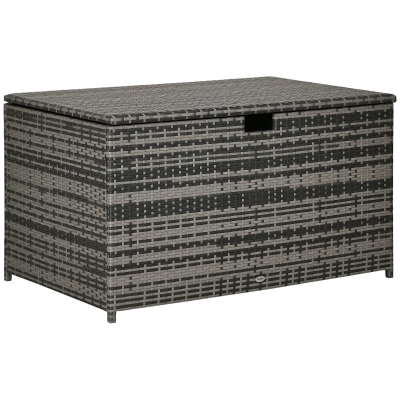 Outsunny 113 Gallon Rattan Outdoor Storage Box, Dark Gray