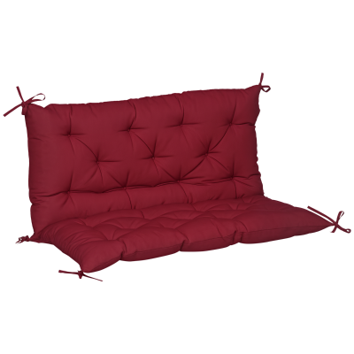 Outsunny Porch Swing Cushion Garden Bench Cushion with Backrest, Non-Slip 2-Seater Thick Pad, Swing Chair Mat Replacement for Indoor and Outdoor, 39.4" x 38.6", Wine Red