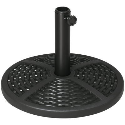 Outsunny 18" Heavy-Duty Round Umbrella Base, Rattan Design, Black