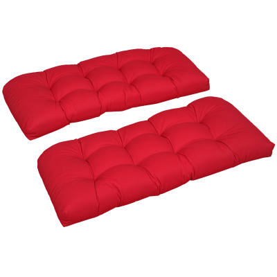 Outsunny Set of 2 Patio Bench Replacement Cushions, 2 Seater Outdoor Loveseat Cushion Seat Pad, 43" x 19" x 3", Wine Red