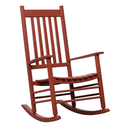 Outsunny Outdoor Rocking Chair, Wooden High Back, Wine Red